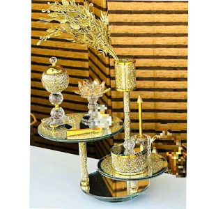Luxury Crystal Golden Arabic Incense Burner Set