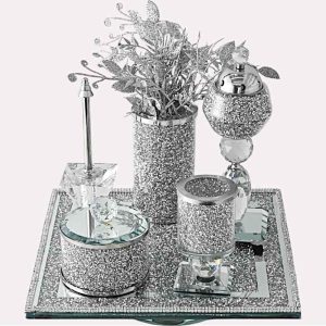 Exquisite Silver Diamond Crystal Canister Set