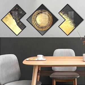 Black & Gold Wall Art Decoration 3 Piece Set