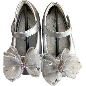 Girls Ballerina Flat Bow Tie Mary Jane Slip-on Dress Shoes