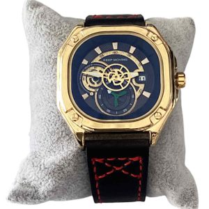 Men's Watch Black with red stitches